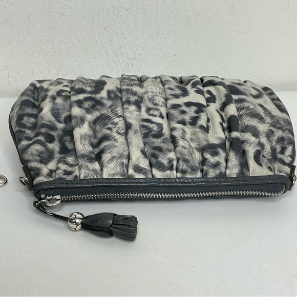 BRIGHTON Cosmo Cat Crossbody Clutch Leopard Print Black Grey Removable Strap - Picture 10 of 15